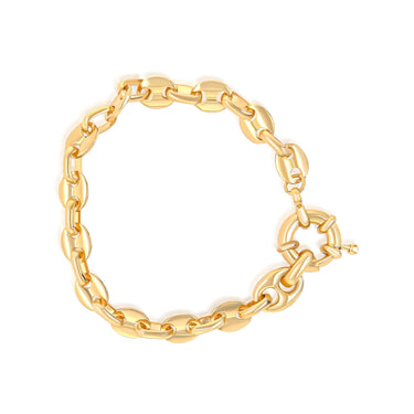 Gold Thin Anchor Mariner Link Bracelet